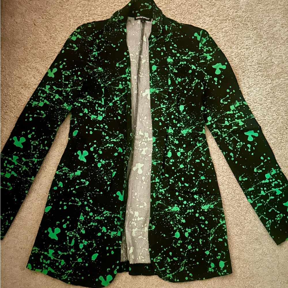 Vibrant Green and Black Women's Blazer